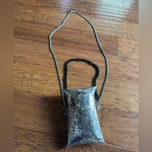 Silver Metal‎ Crossbody Bag